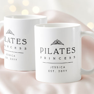 Custom Black and White Minimalist Pilates Princess Coffee Mug