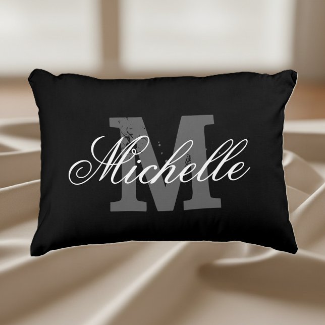 Custom black and white monogram accent pillow (monogram accent pillow)