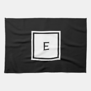 Custom Black and White Monogrammed Kitchen Towel