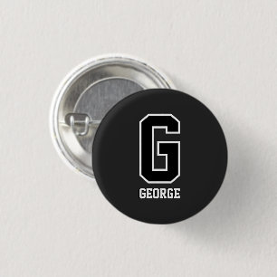 Custom Black and White Personalized Monogram 1 Inch Round Button