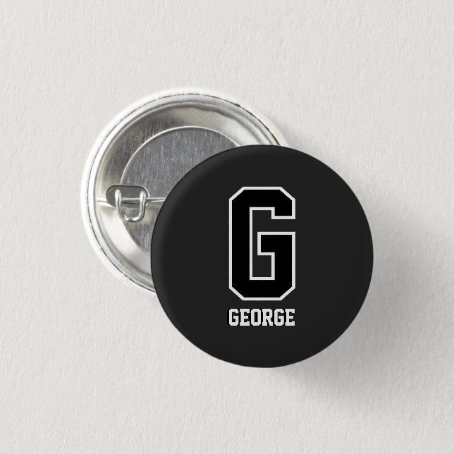 Custom Black and White Personalized Monogram 1 Inch Round Button (Front & Back)