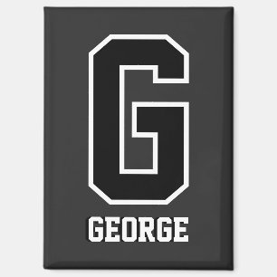 Custom Black and White Personalized Monogram Magnet