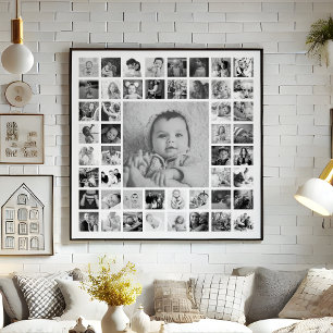 Custom Black And White Photo Collage Personalized Poster
