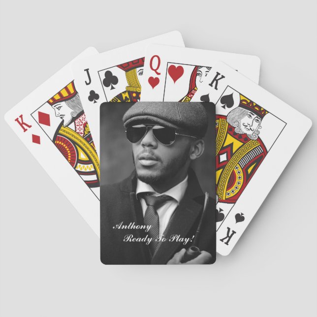 Custom Black And White Photo Modern Personalized Playing Cards (Back)
