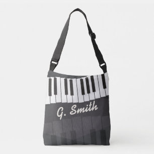 Custom Black and White Piano Keyboard. Add Name. Crossbody Bag