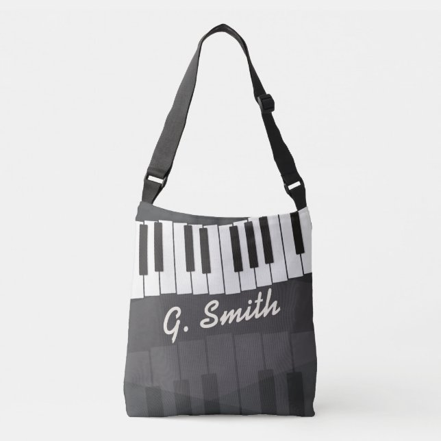 Custom Black and White Piano Keyboard. Add Name. Crossbody Bag (Front)