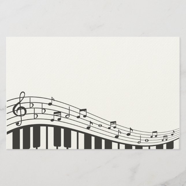 Custom Black and White Piano Keyboard. Add Name. Stationery (Front)