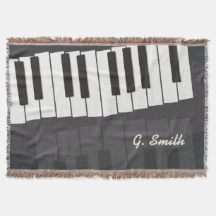 Custom Black and White Piano Keyboard. Add Name. Throw Blanket