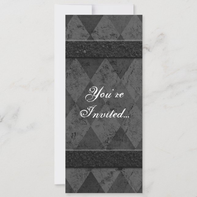 Custom Black Argyle Invitations, Vertical Invitation (Front)