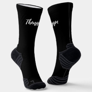 Custom black background minimalist Calligraphy Socks