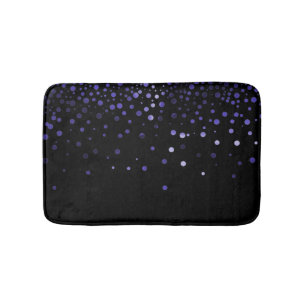 Custom Black Blue Glitter Confetti Personalized Bath Mat