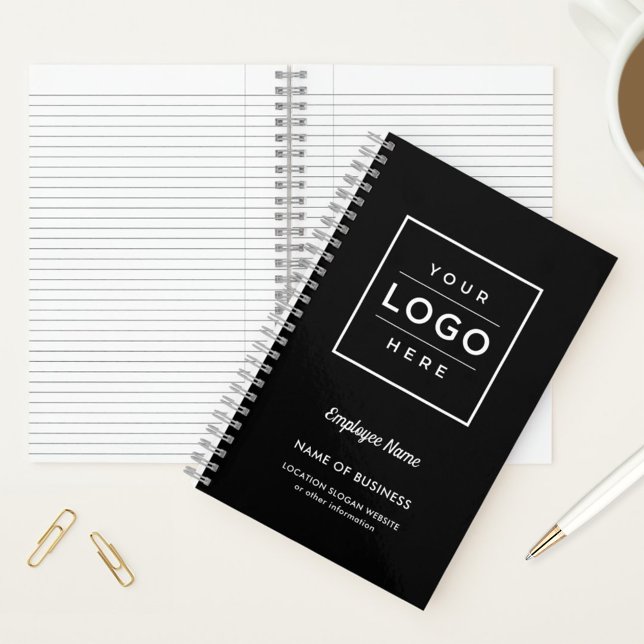 Custom Black Business Logo and Employee Name Notebook (Creator Uploaded)