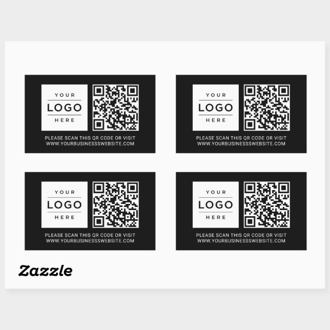 Custom Black Business Logo and Website QR Code Sticker (Sheet)