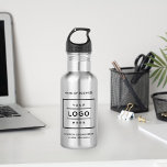 Custom Black Business Logo Branded 532 Ml Water Bottle<br><div class="desc">Custom stainless steel branded water bottle features your professional business logo design,  along with wording for your business name,  slogan,  website,  location,  or other information that can be personalized. Simply add your company logo to the black placeholder image space,  and fill in with your preferred wording.</div>