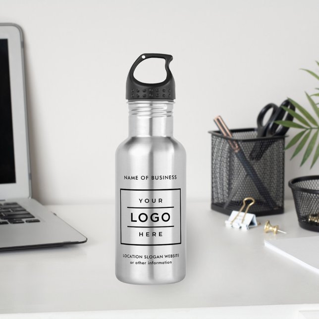 Custom Black Business Logo Branded 532 Ml Water Bottle (Creator Uploaded)
