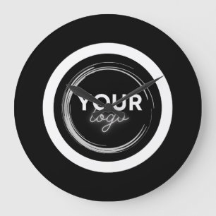 Custom Black Business Logo Branded Company Large Clock