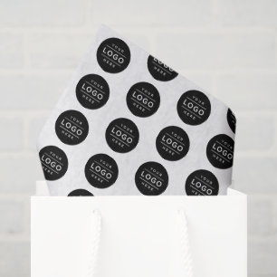 Custom Black Business Logo Branding Patterned Tissue Paper