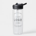 Custom Black Business Name and Logo Branded Water Bottle<br><div class="desc">Custom clear branded water bottle features your professional business logo design, along with curved wording for your business name, and additional wording for your slogan, website, location, or other information that can be personalized. Simply add your company logo to the black placeholder image space, and fill in with your preferred...</div>