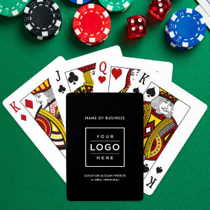 Custom Black Business Name and Logo Playing Cards