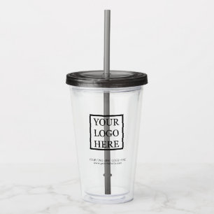Custom Black Business Promotional Logo Acrylic Tumbler