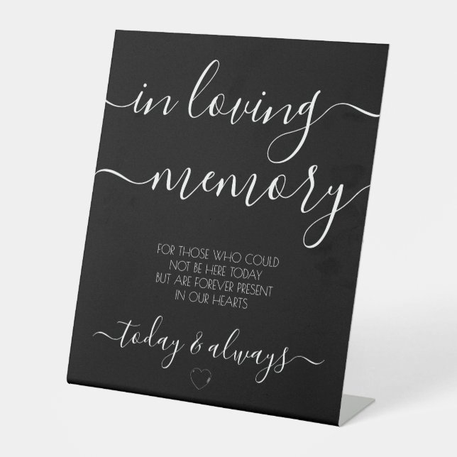 Custom Black Calligraphy Memorial Pedestal Sign (Front)