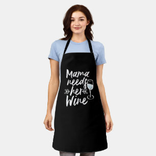 Custom Black Chef Mama Needs Wine Personalized Apron