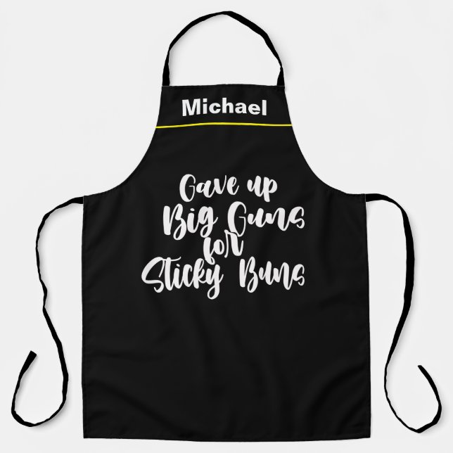 Custom Black Chef Name Personalized Big Guns Apron (Front)