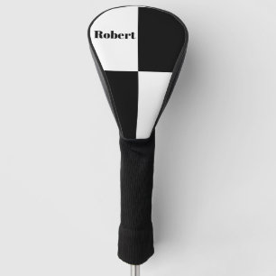 Custom Black Chequered  Golf Head Cover
