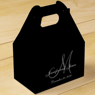 Custom Black Coloured Monogram Wedding Favour Box
