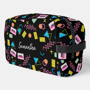 Custom Black Colourful Eighties 80's Retro Pattern Dopp Kit
