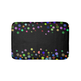 Custom Black Colourful Polkadots Personalized Bath Mat