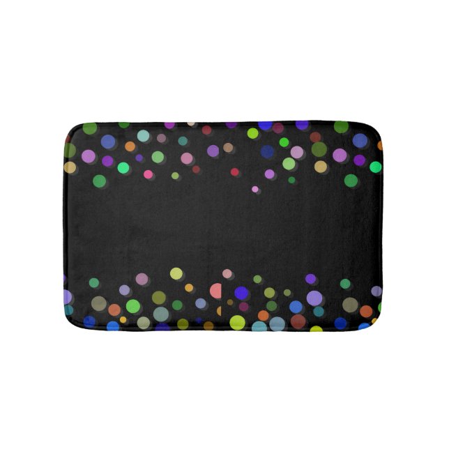Custom Black Colourful Polkadots Personalized Bath Mat (Front)