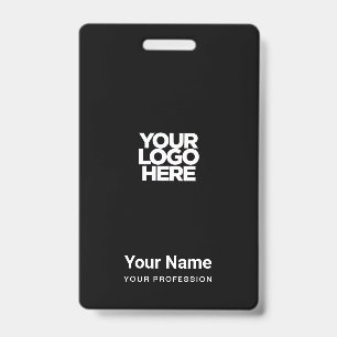 Custom Black Company Logo Name Title Bar Code Badge