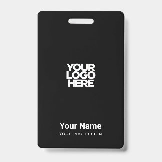 Custom Black Company Logo Name Title Bar Code Badge