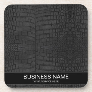 Custom  Black Crocodile Leather Print Coaster