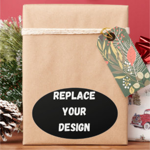 Custom Black Design Add Photo or Text Oval Sticker