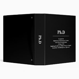 Custom Black Doctorate or PhD Binder