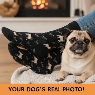 Custom Black Dog Photo Socks