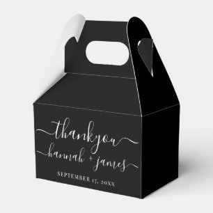 Custom Black Elegant Thank You Wedding Favor Box