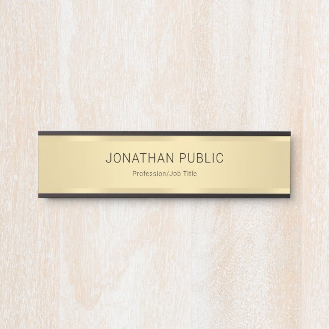 Custom Black Faux Gold Glamorous Template Modern Door Sign (Front)
