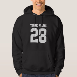 Custom black football jersey number hoodie for men
