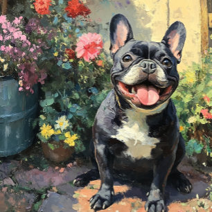 Custom Black French Bulldog Greeting Card