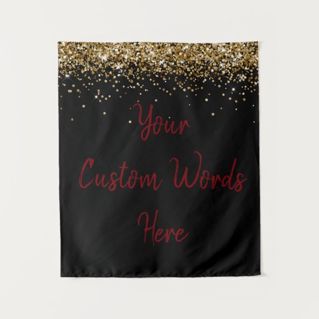 Custom Black & Garnet Personalized Photobooth Prop Tapestry (Front)
