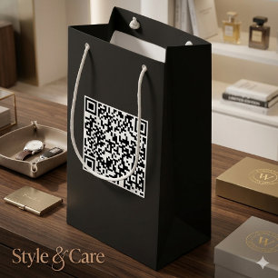 Custom Black Gift Bag with Branded QR Code
