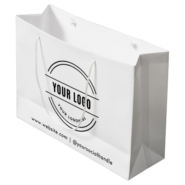 Custom Black Gift Bag with Company Logo 12.5 x 9" (Front Angled)