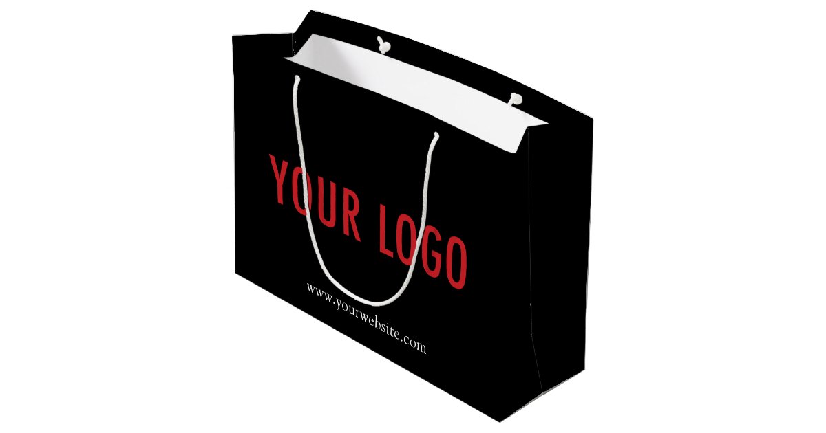 Custom Black Gift Bag with Your Company Logo Large Zazzle