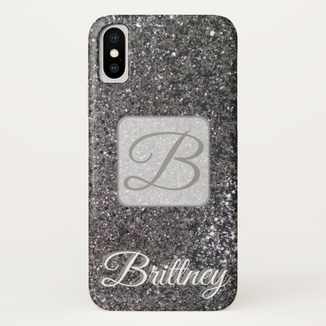 Custom Black glitter Iphone x case (Back)