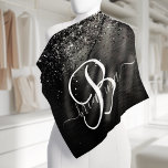 Custom Black Glitter Sparkle Monogram Bandana<br><div class="desc">Easily personalize this trendy elegant bandana design featuring pretty black sparkling glitter on a black brushed metallic background.</div>