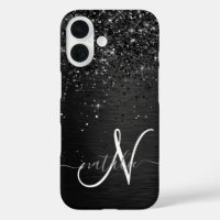 Custom Black Glitter Sparkle Monogram