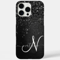 Custom Black Glitter Sparkle Monogram